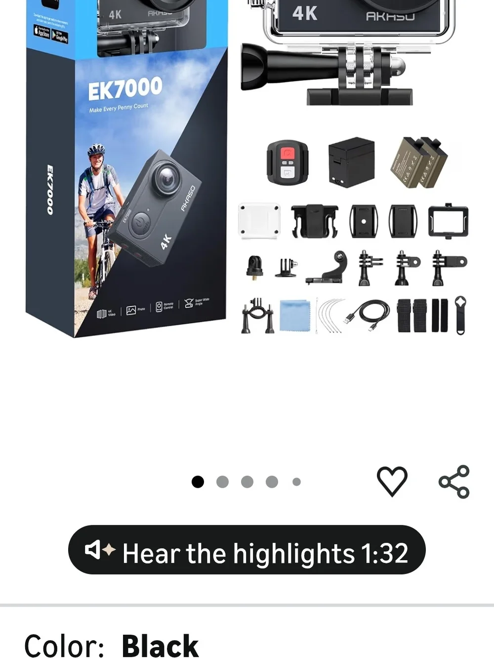 EK7000 4K Action Camera - Black
